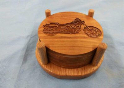 Wood coasters with Harley Davidson Engraving