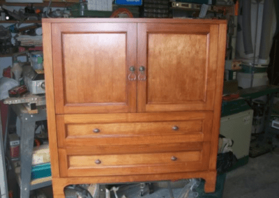 vanity with CNC carved doors
