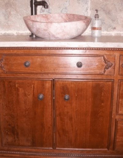 cacace large vanity polished wood finished installed