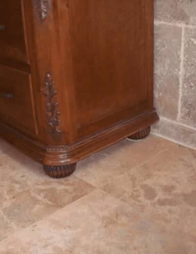 cacace large vanity polished wood finished installed side view