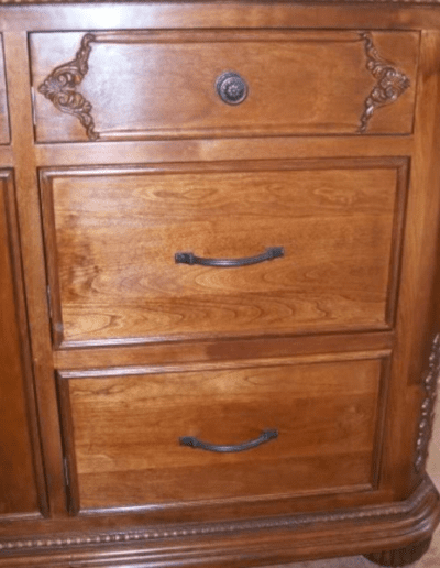 cacace large vanity polished wood finished installed